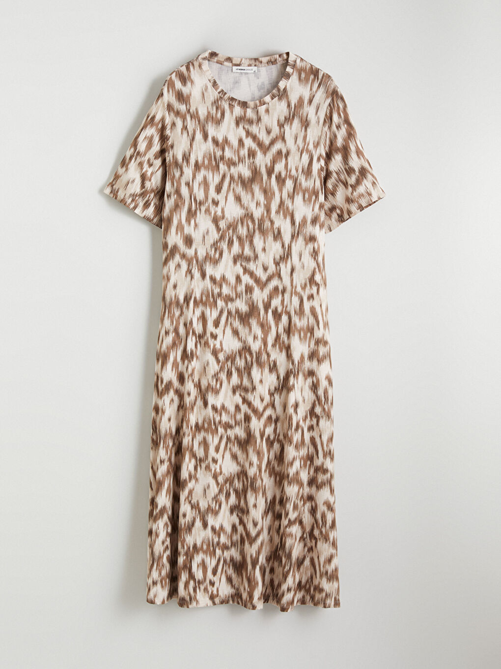 Crew Neck Patterned Dress-4