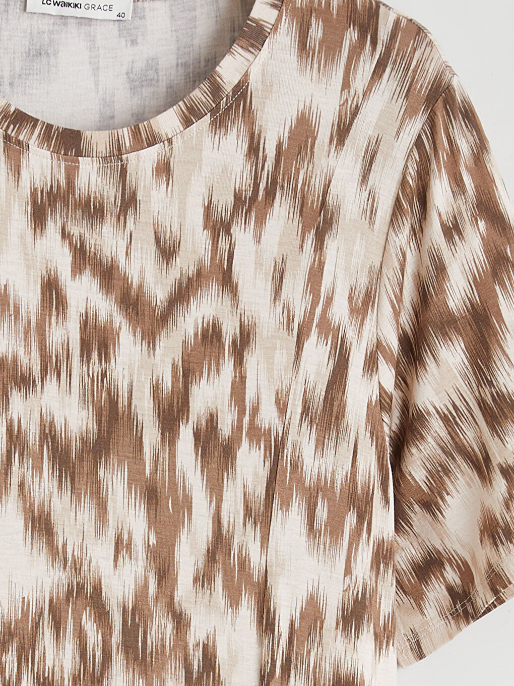 Crew Neck Patterned Dress-5