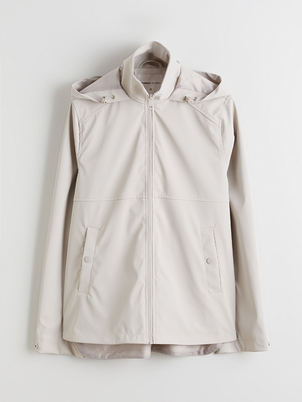 Bej Kapüşonlu Kadın Yağmurluk-4