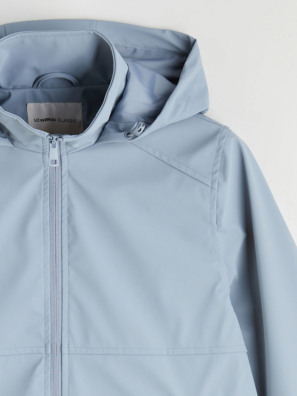 Mavi Kapüşonlu Kadın Yağmurluk-6