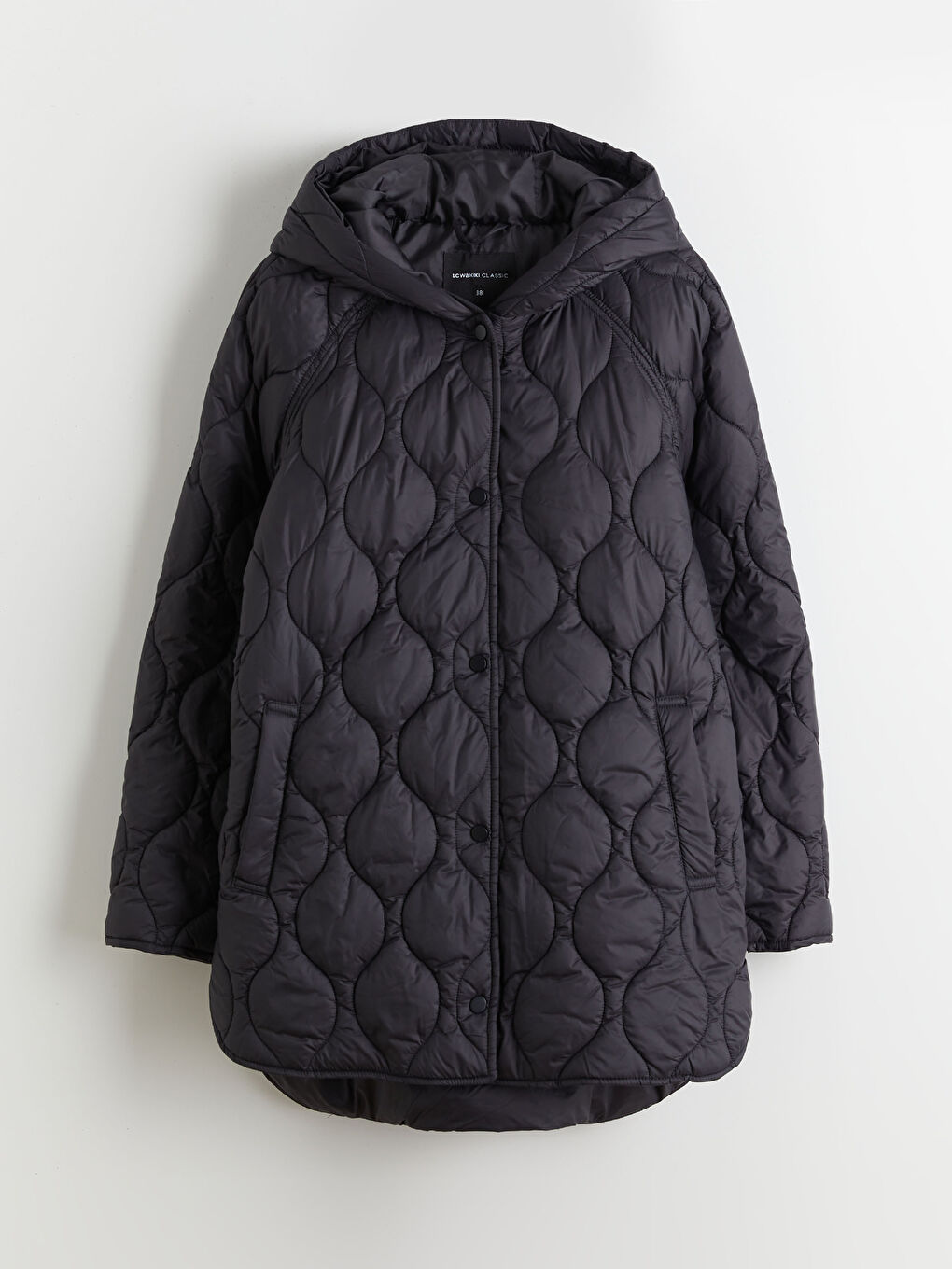 Siyah Kapüşonlu Kapitone Kadın Şişme Mont-5