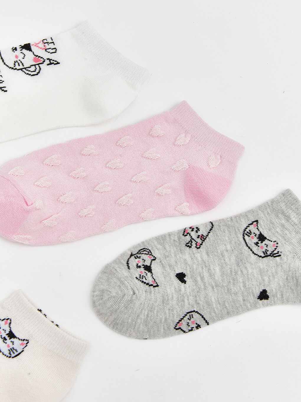 Ekru Desenli Kadın Patik Çorap 5'li-2
