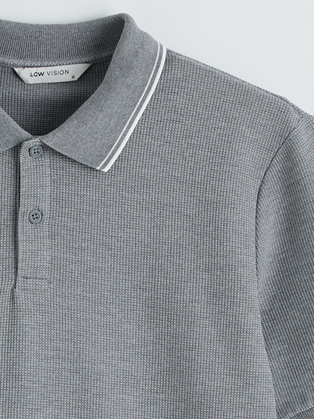 Gri Polo Yaka Pike Erkek Tişört-1