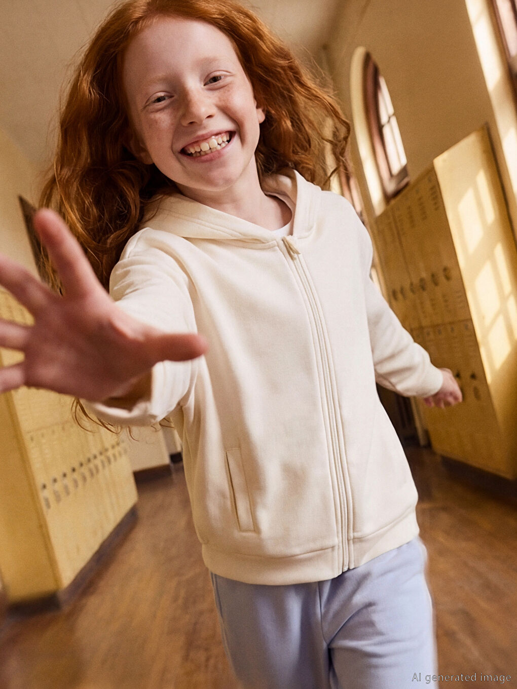 Djevojka EKRU Majica s patentnim zatvaračem-1