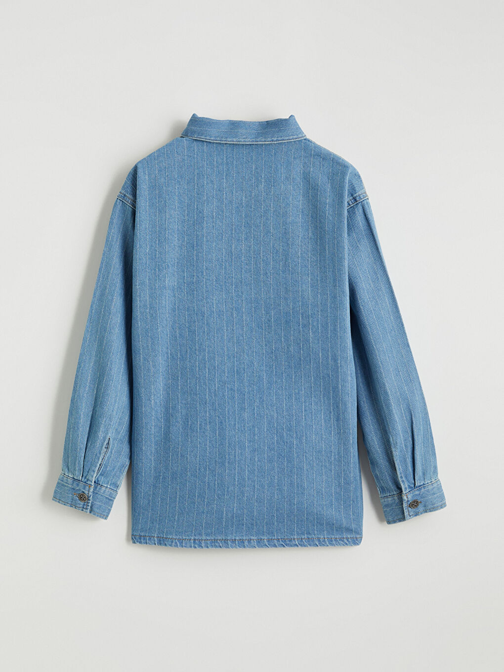 İndigo Çizgili Erkek Çocuk Jean Gömlek-2