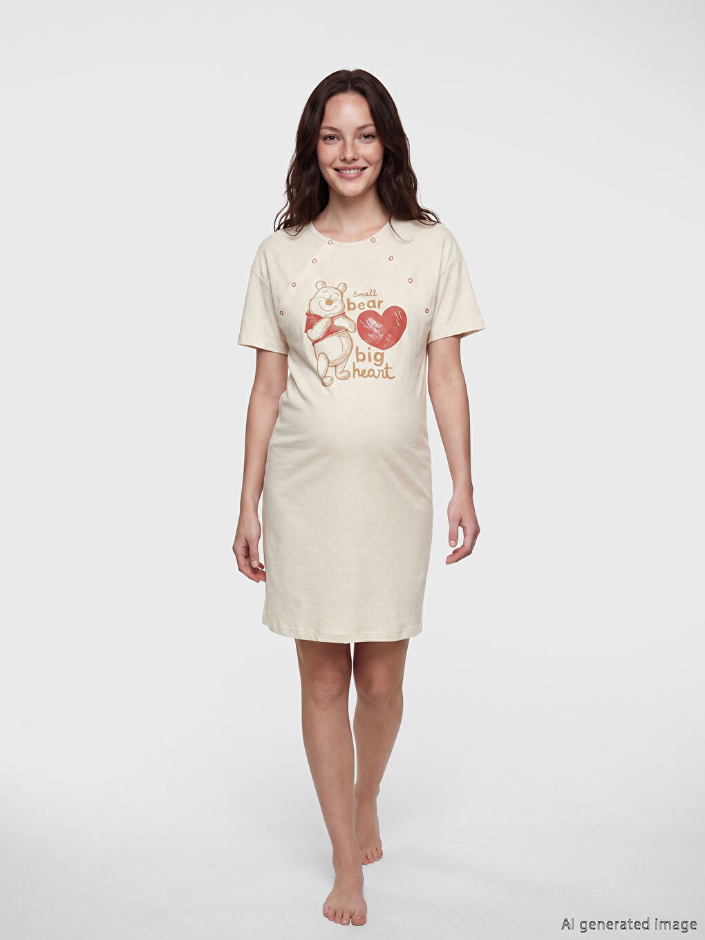 قميص نوم ديال الحوامل مطبوع Winnie the Pooh للنساء