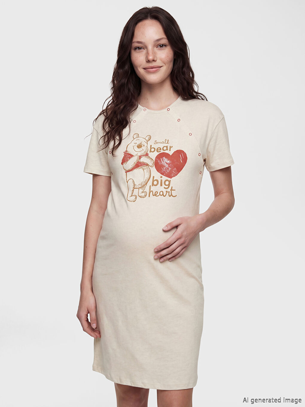 قميص نوم ديال الحوامل مطبوع Winnie the Pooh للنساء-1