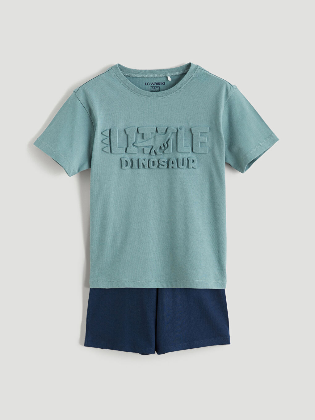 Yeşil Kabartma Baskılı Erkek Çocuk Şortlu Pijama Takımı