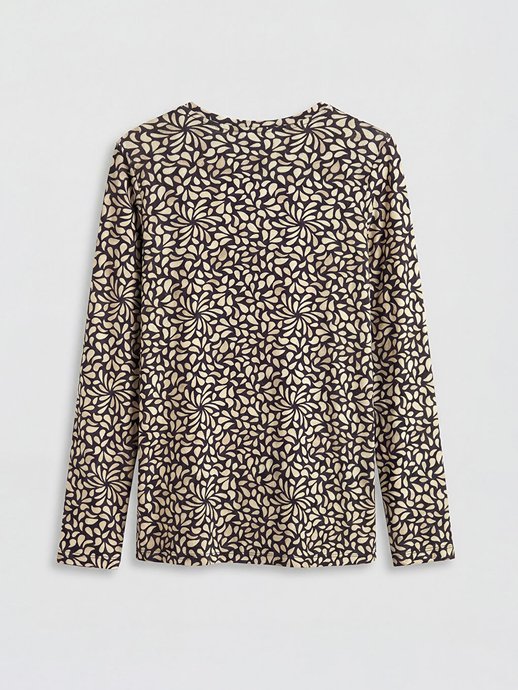 Bej Bisiklet Yaka Desenli Bluz-4