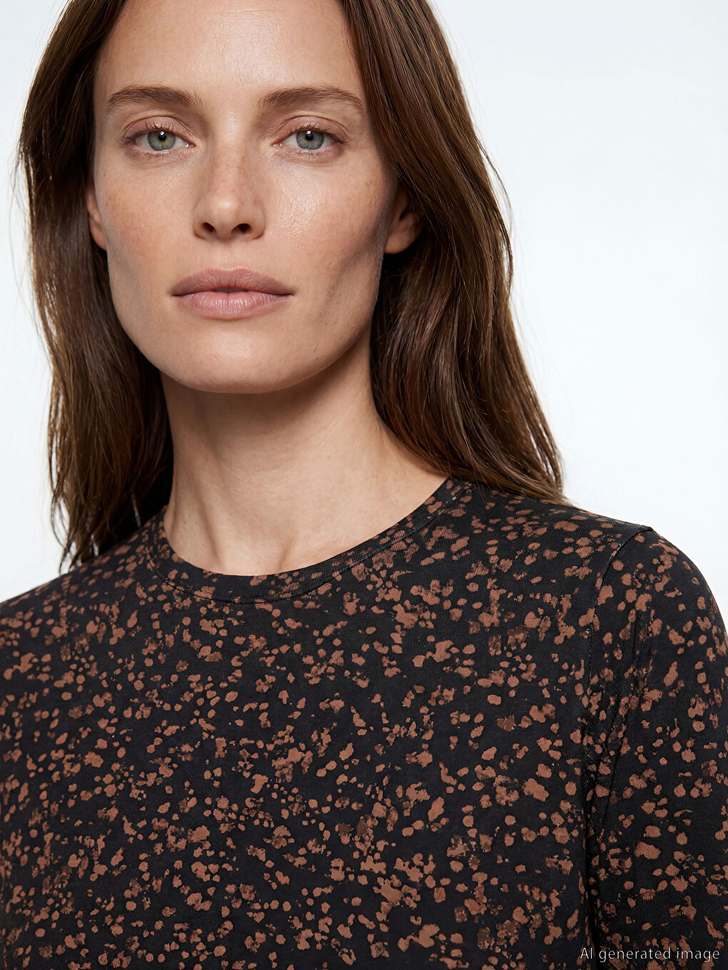 дөңгелек жағалы өрнекті блузка-2