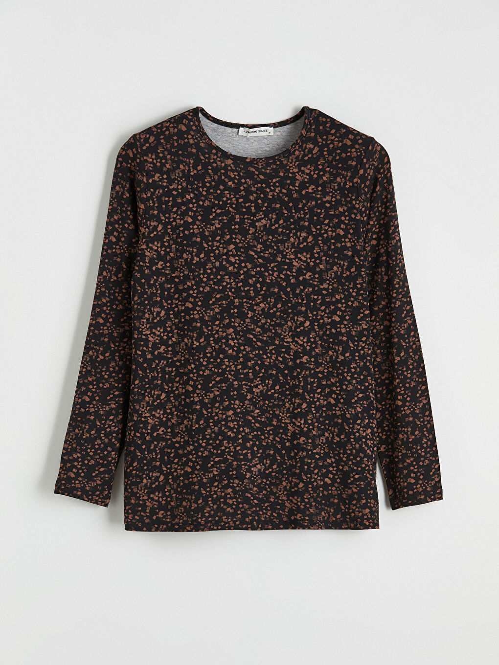 Kahverengi Bisiklet Yaka Desenli Bluz