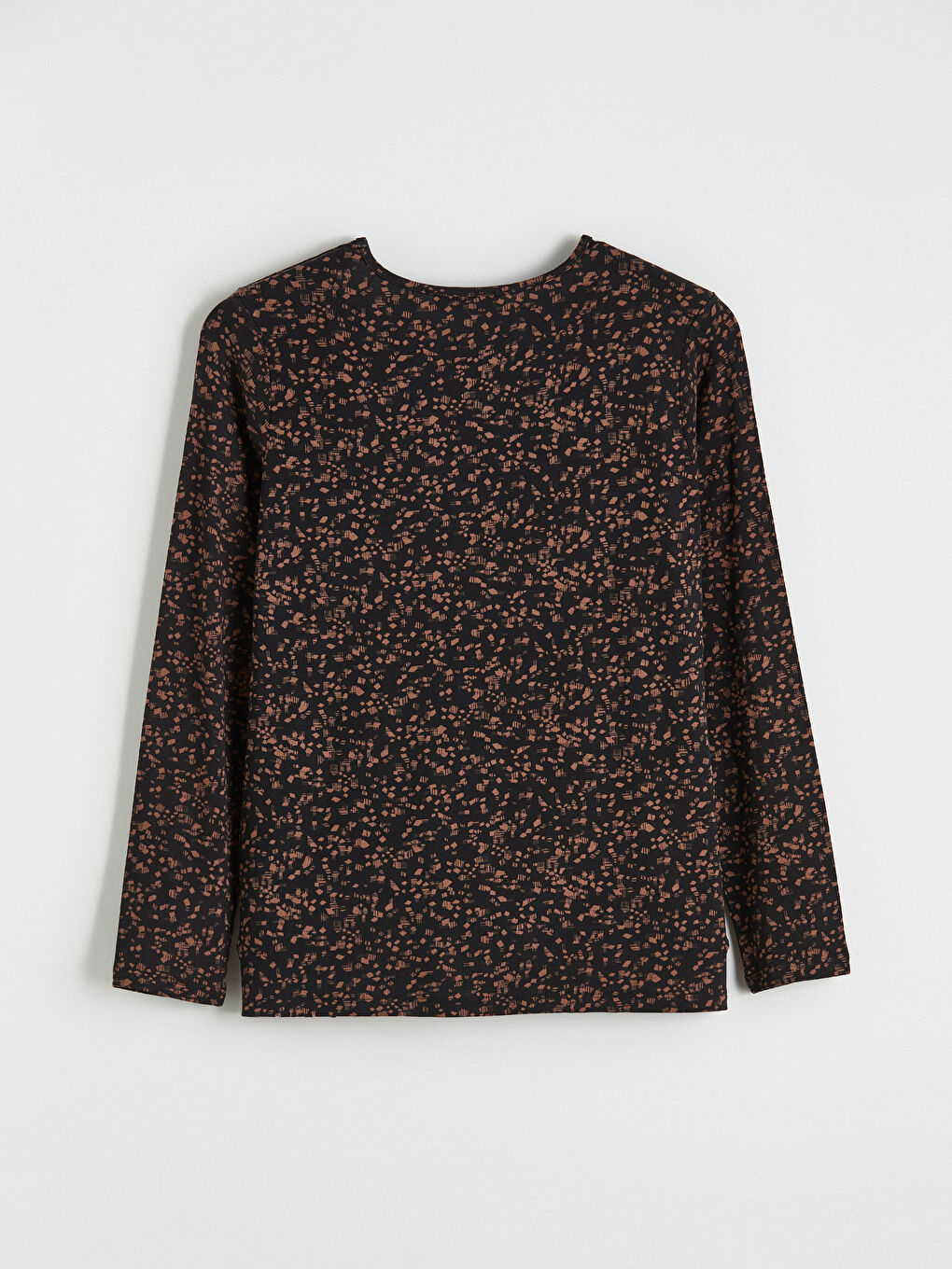 Kahverengi Bisiklet Yaka Desenli Bluz-2