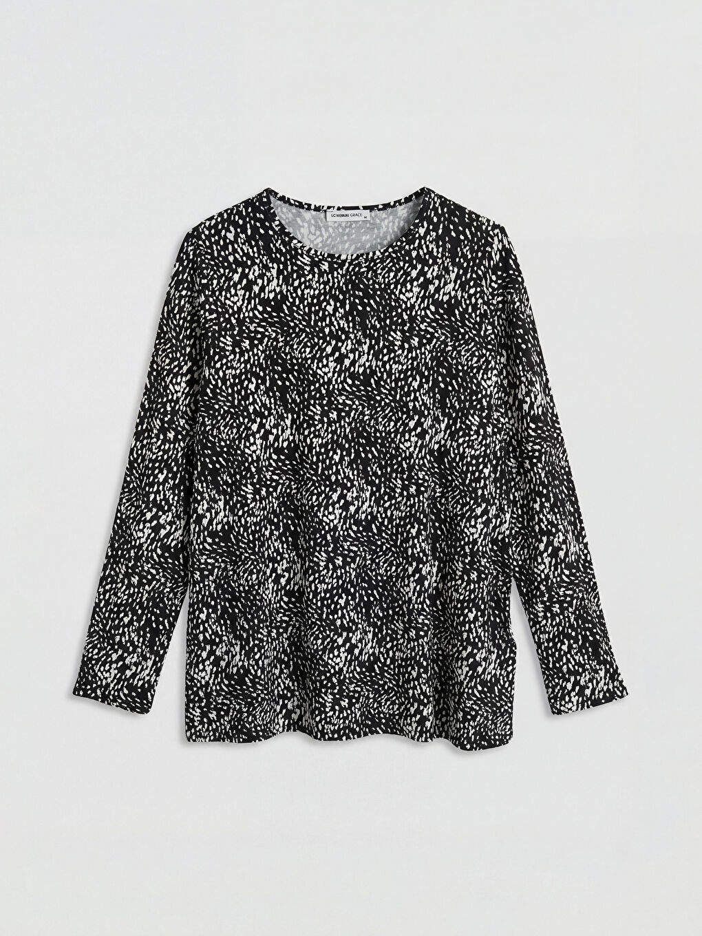 Siyah Bisiklet Yaka Desenli Bluz-4