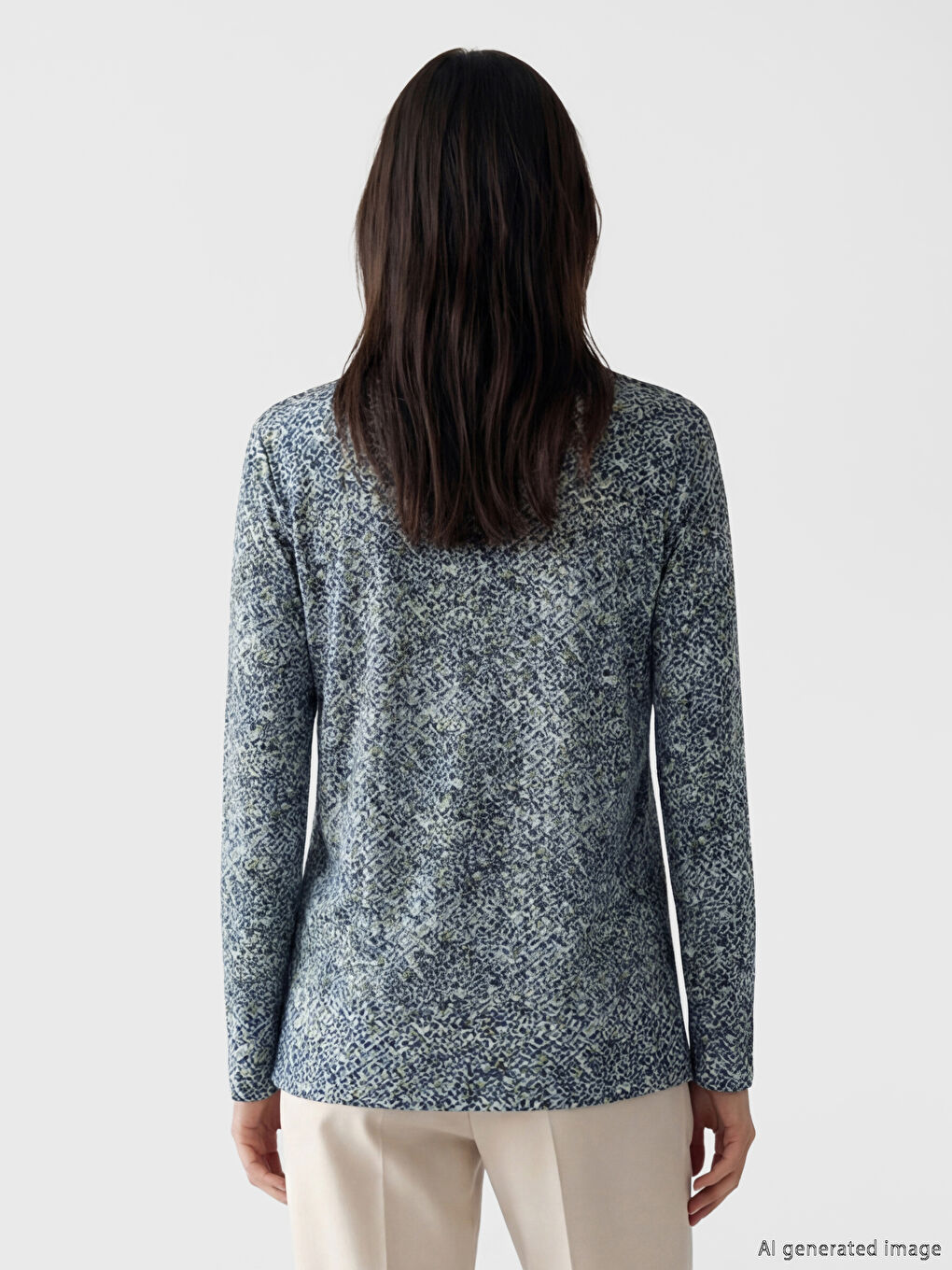 Crew Neck Patterned Blouse-2