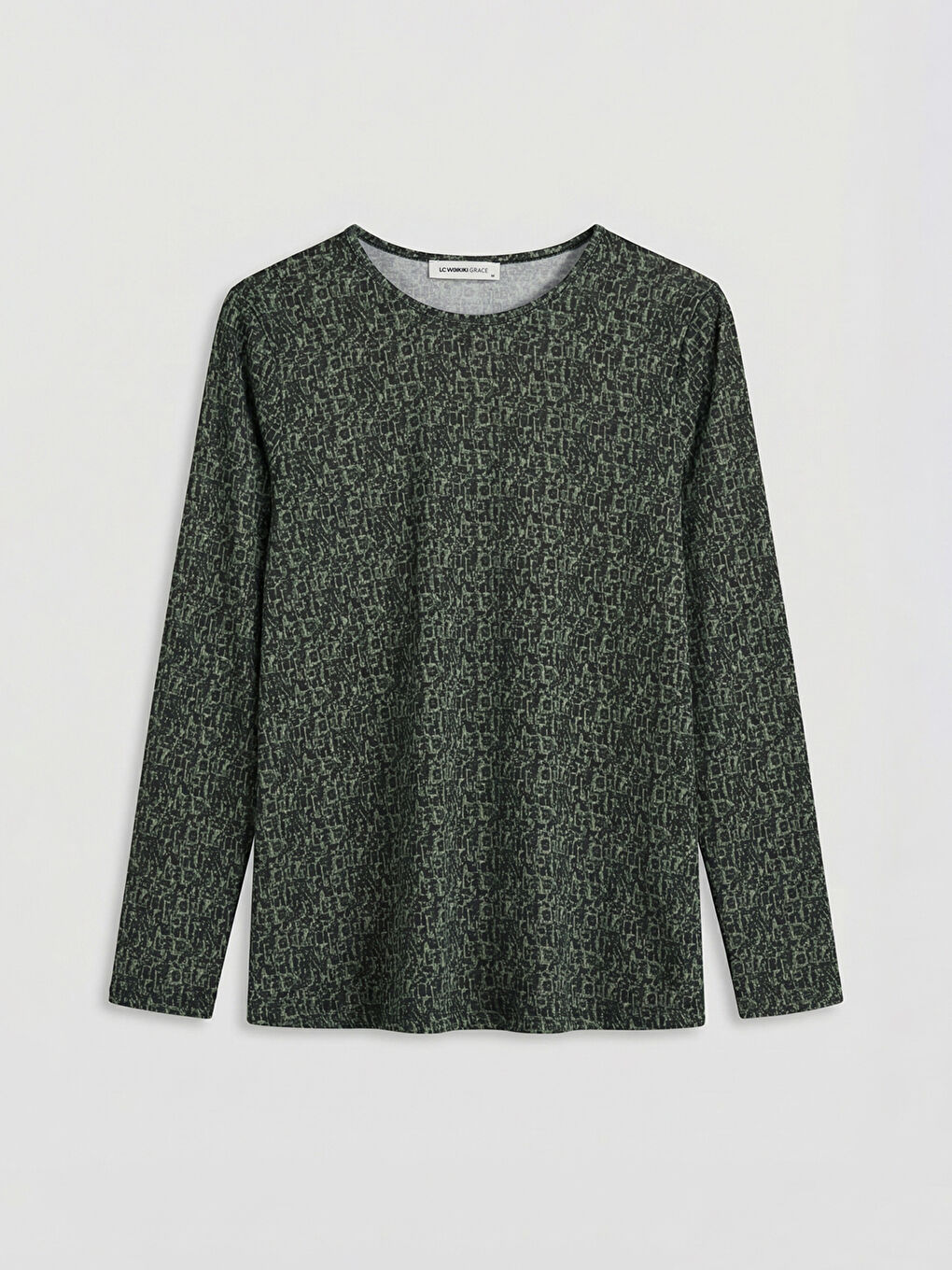 Yeşil Bisiklet Yaka Desenli Bluz