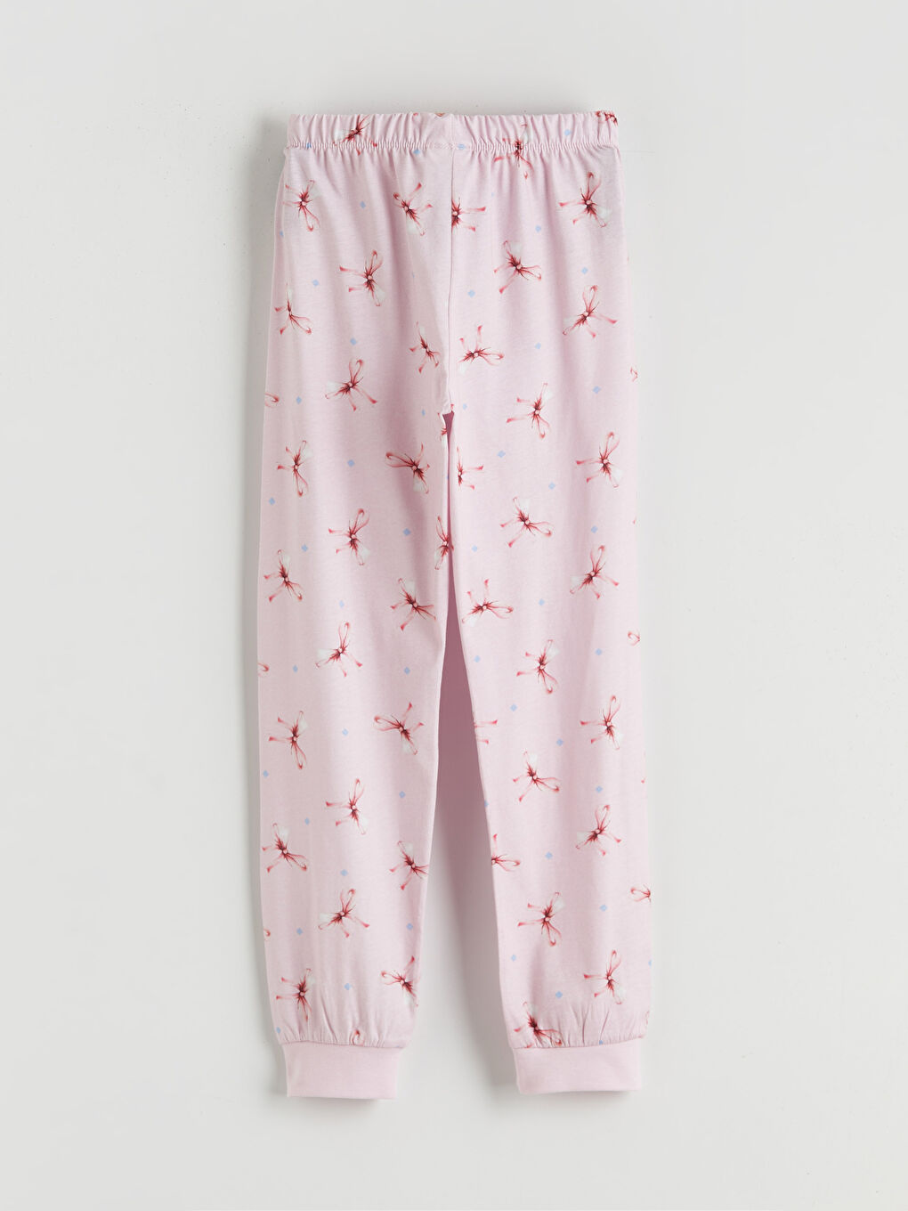 Ekru Bisiklet Yaka Baskılı Kız Çocuk Pijama Takımı-4