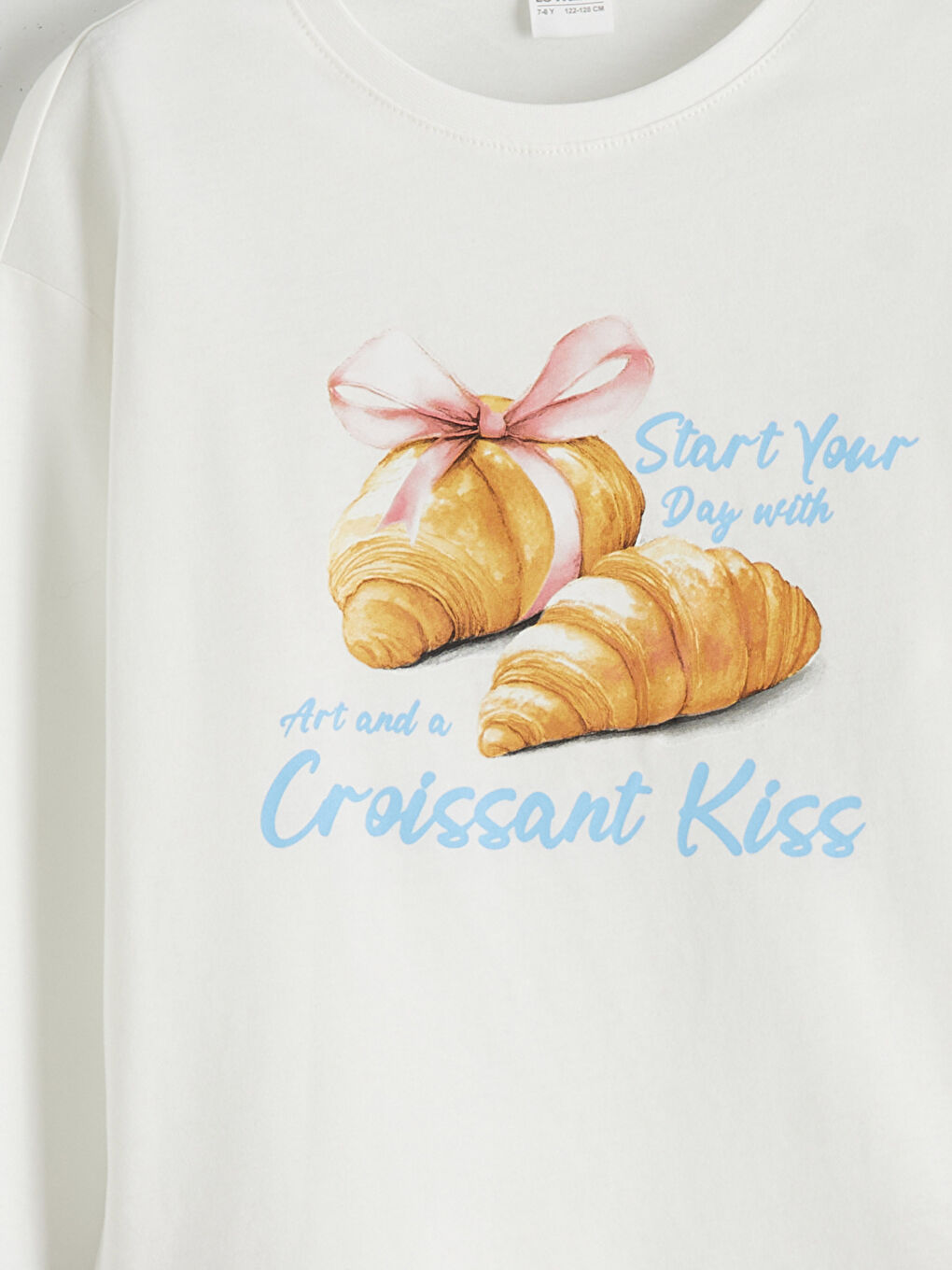 Ekru Bisiklet Yaka Baskılı Kız Çocuk Pijama Takımı-5