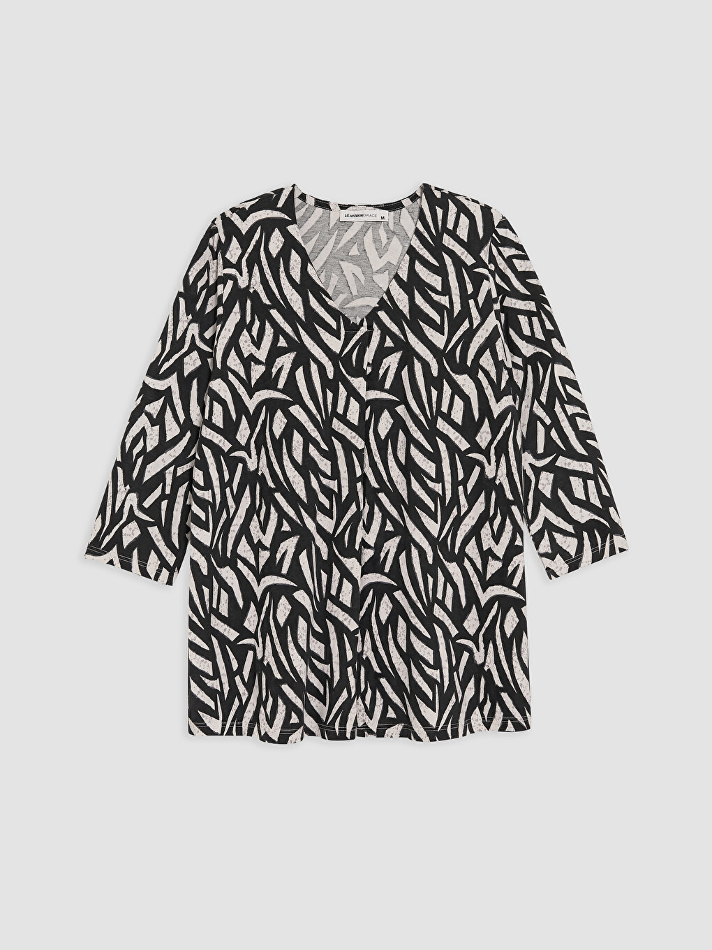 V Neck Patterned Blouse-3
