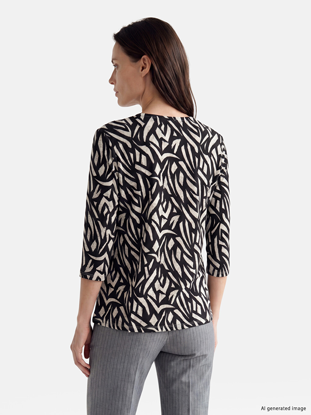 V Neck Patterned Blouse-2