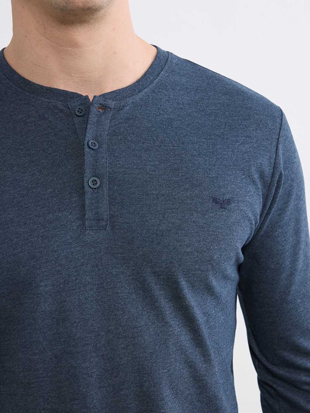 Mavi Bisiklet Yaka Düz Erkek Pijama Takımı-2