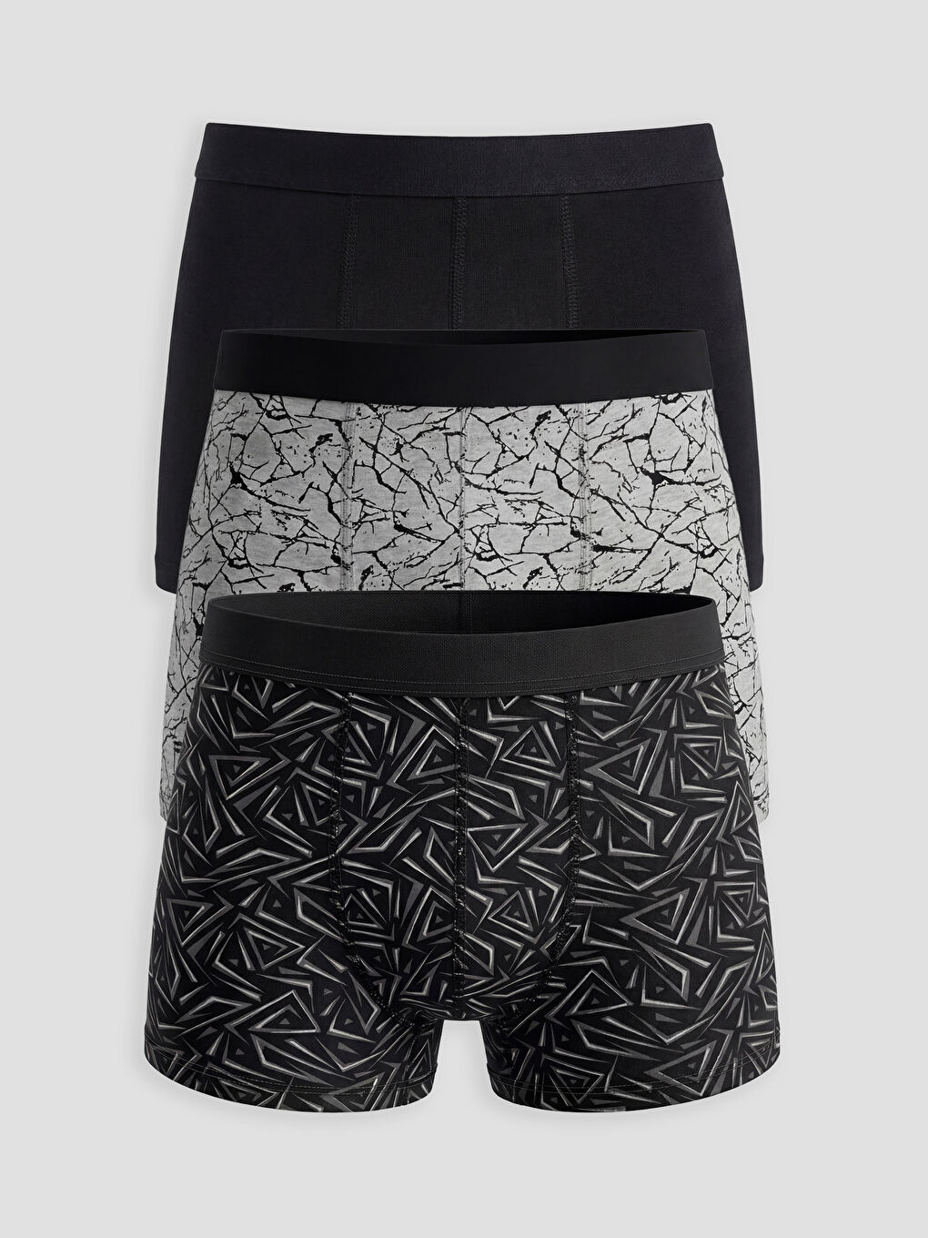 Gri Regular Fit Pamuklu Erkek Boxer 3'lü