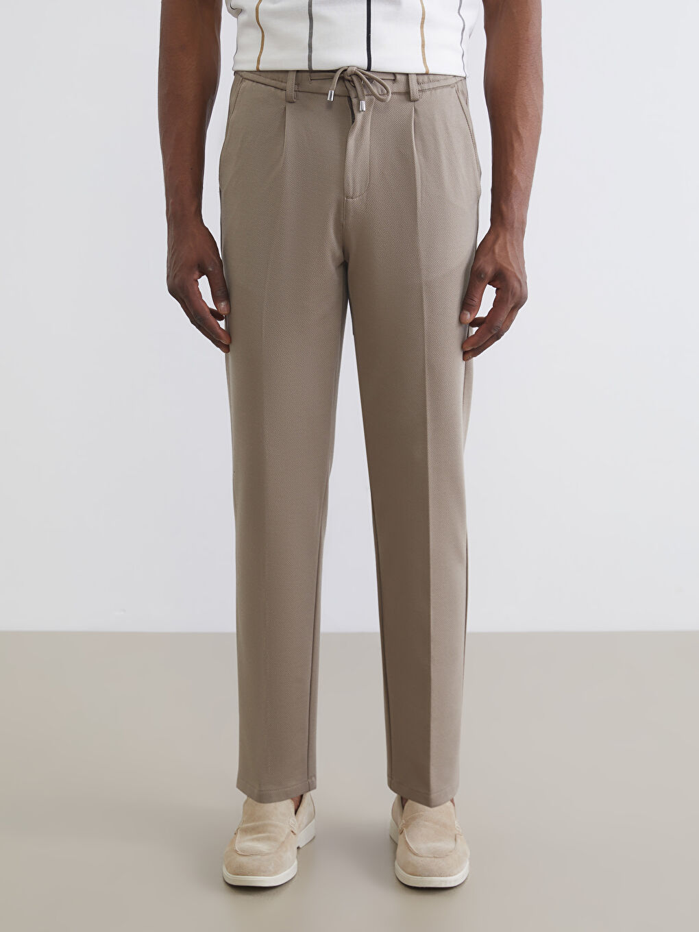 Мужчины Коричневый Брюки-1