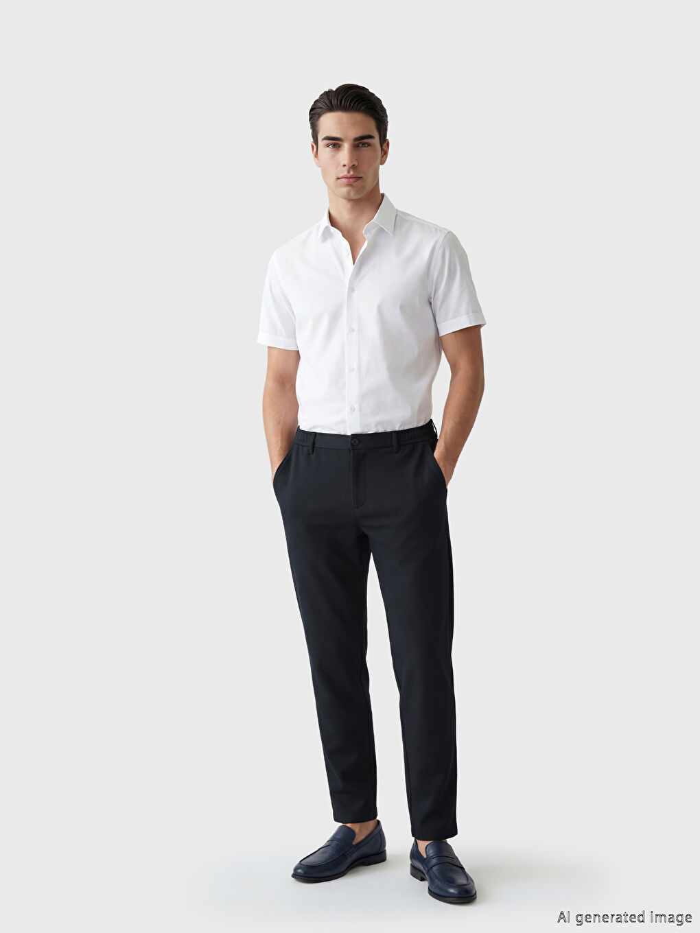 Lacivert Standart Kalıp Erkek Kumaş Pantolon-1