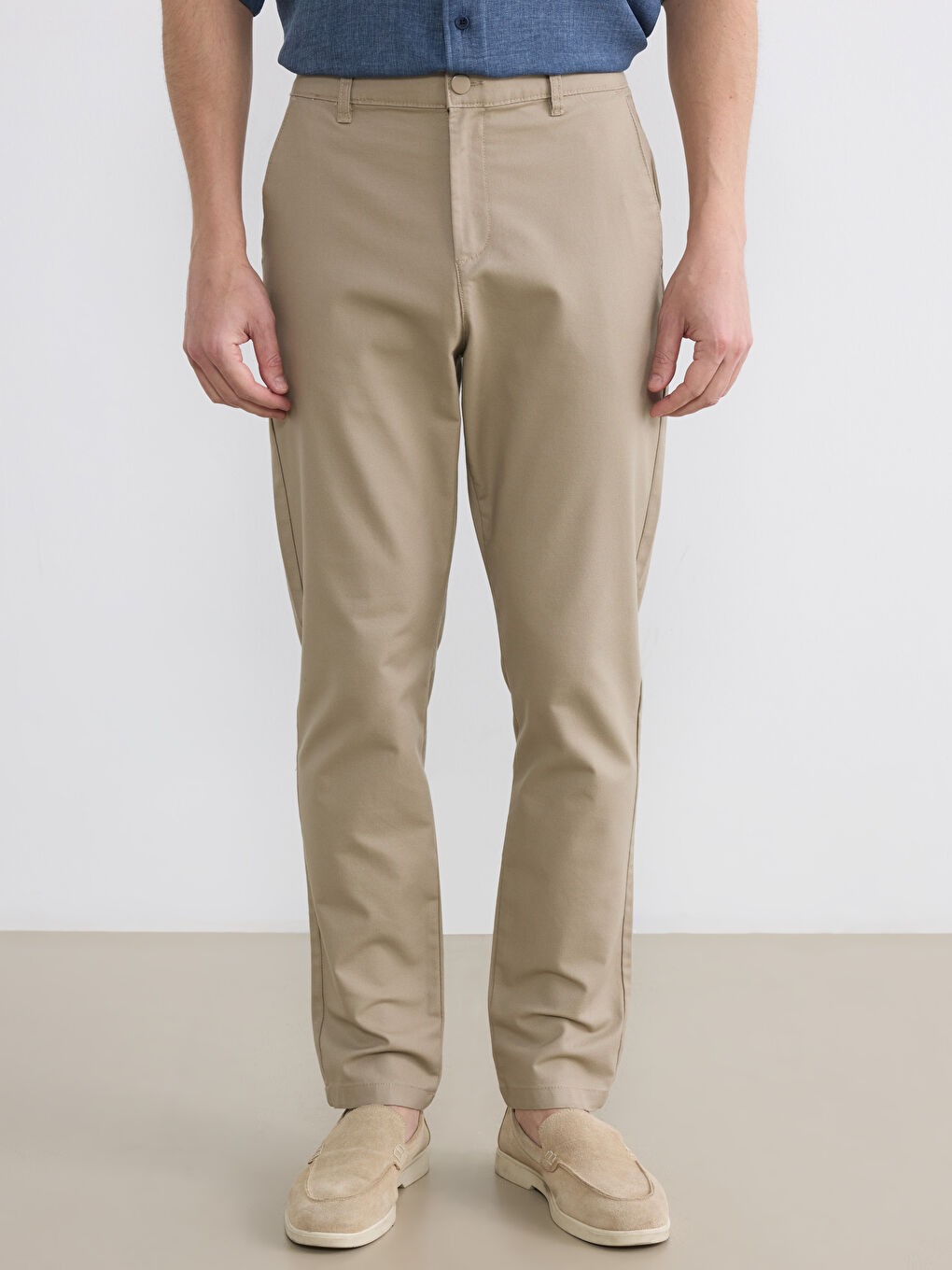 Мужчины Бежевый Брюки-1