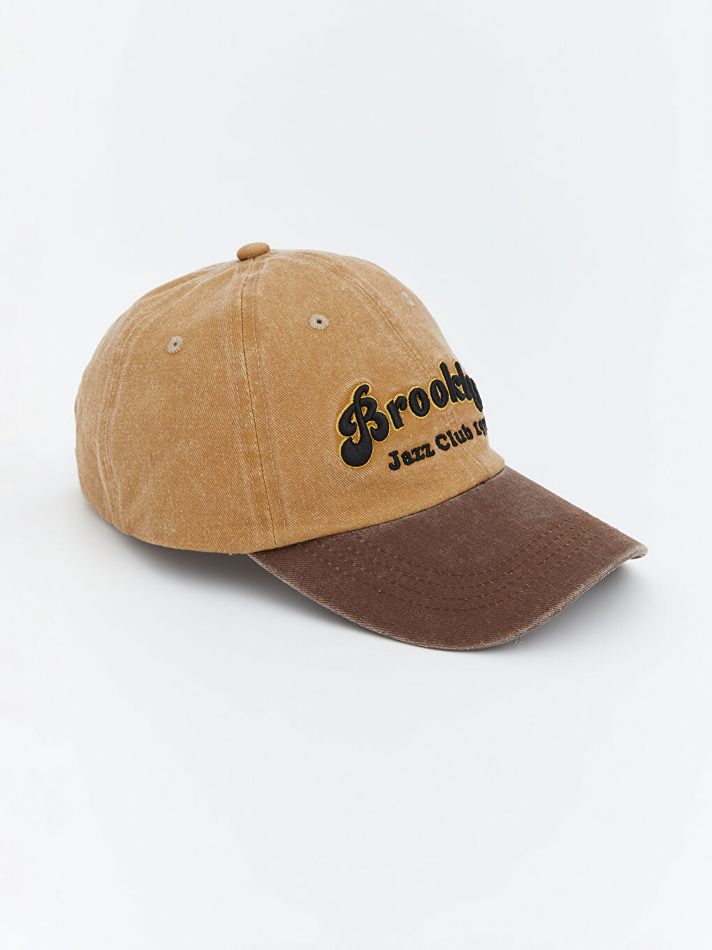 Kahverengi Brooklyn Nakışlı Erkek Kep Şapka-1