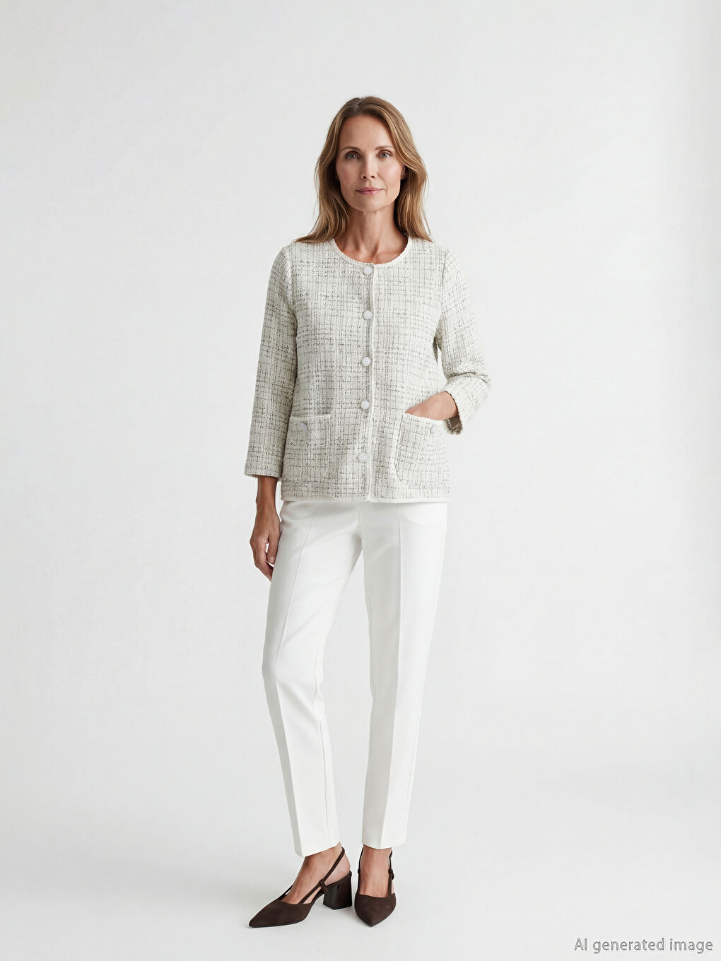 Gri Bisiklet Yaka Desenli Kadın Hırka-2