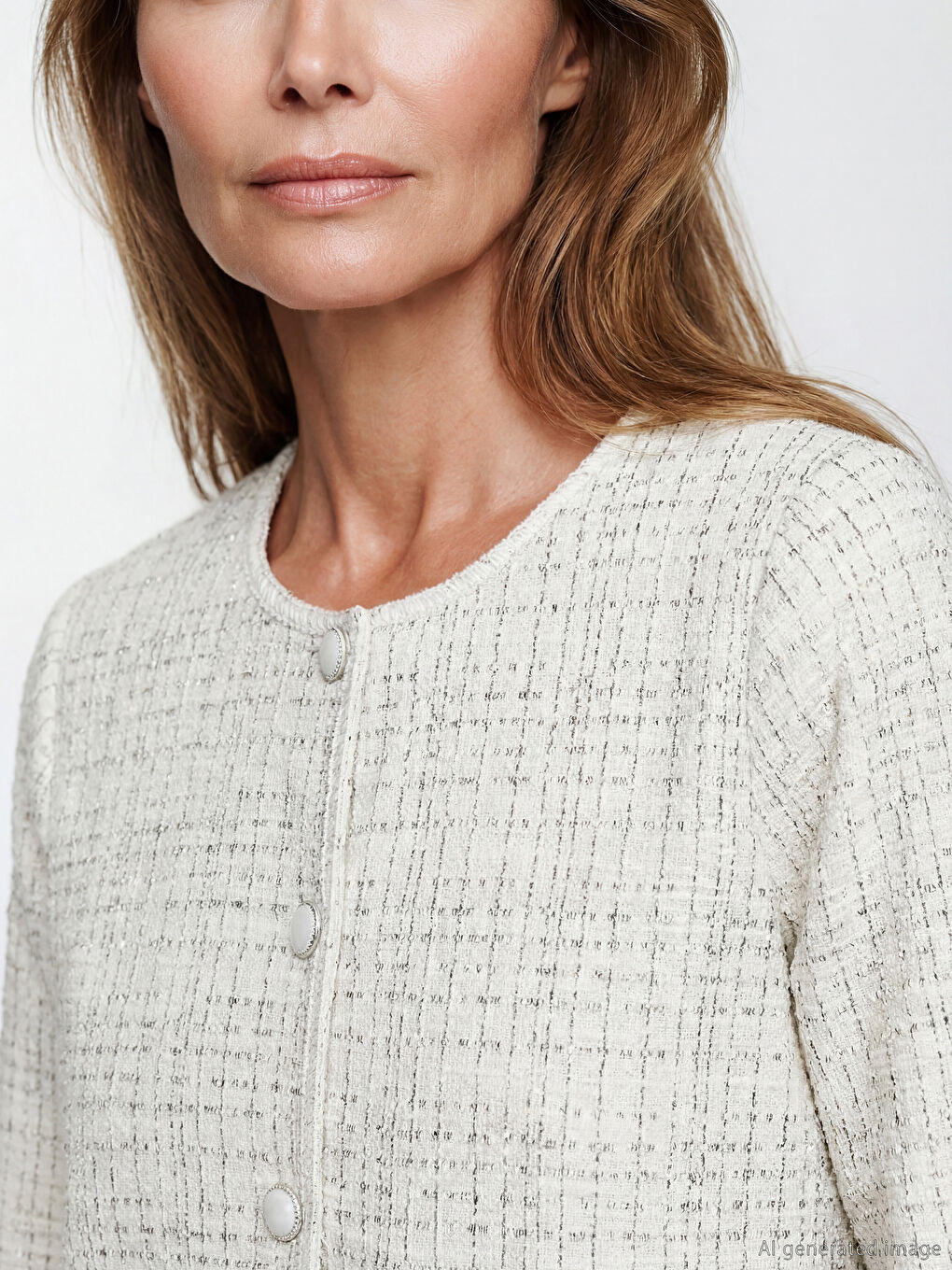 Gri Bisiklet Yaka Desenli Kadın Hırka-3