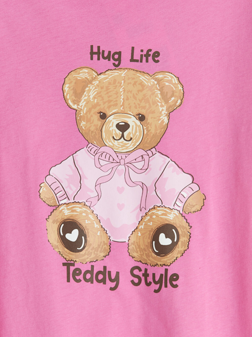 Pembe Ayı Teddy Baskılı Kız Çocuk Gecelik-2
