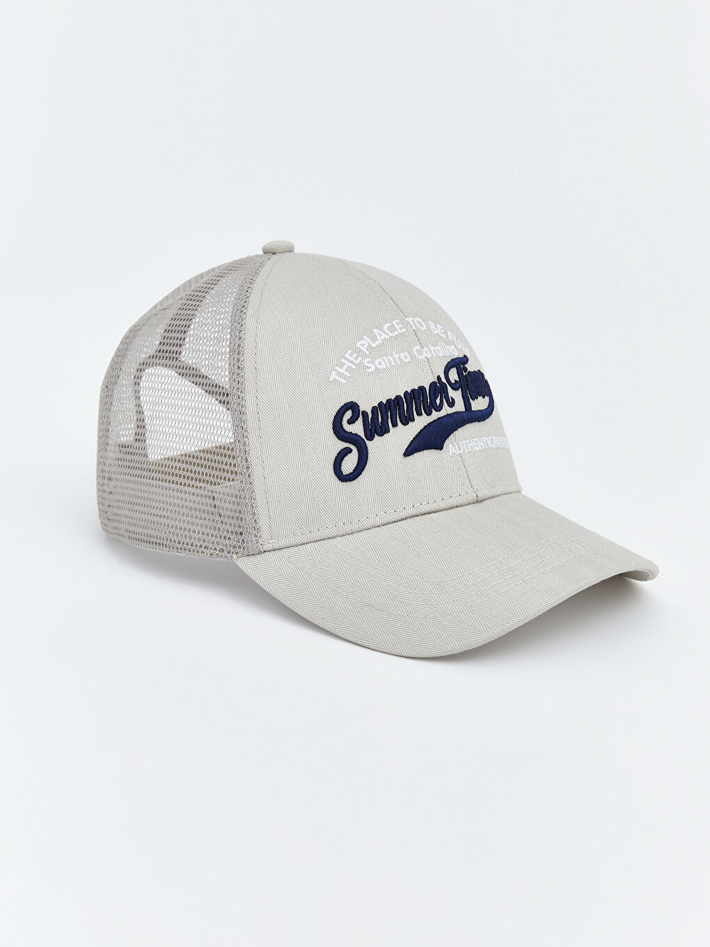 Gri Yazı Nakışlı Erkek Kep Şapka-1