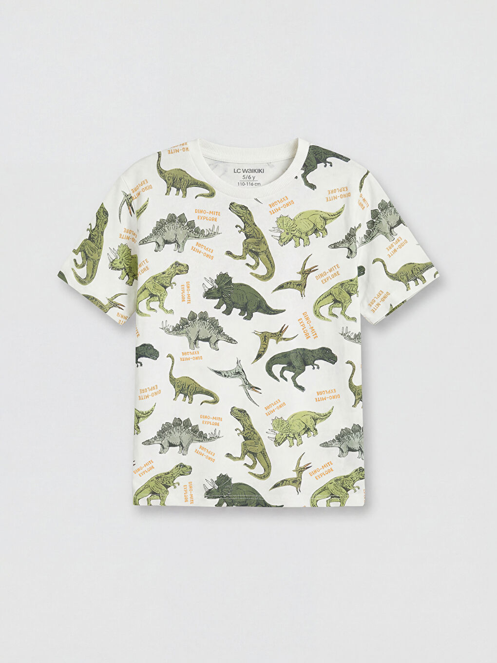 Ekru Dinazor Baskılı Erkek Çocuk Tişört