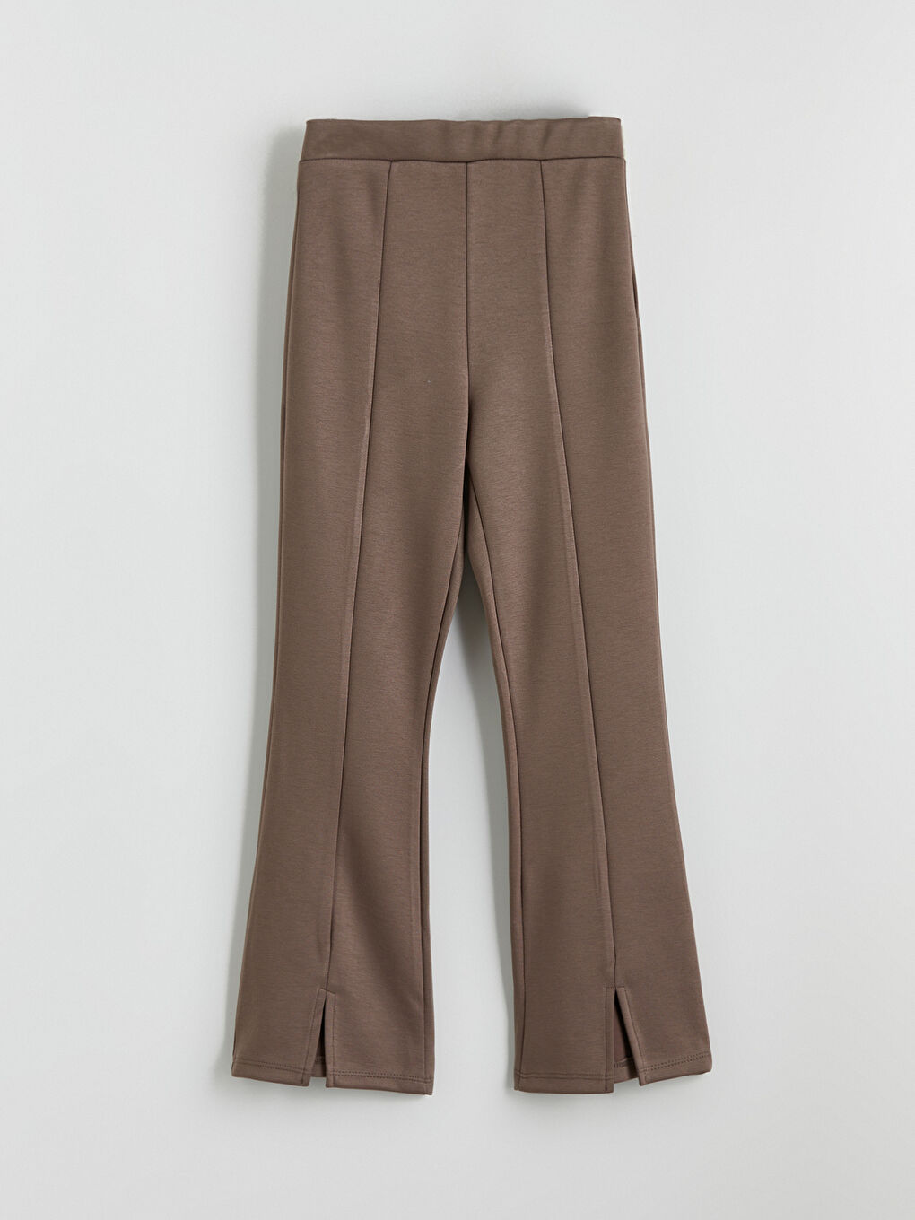 Kahverengi Önü Dikişli İspanyol Paça Kız Çocuk Tayt