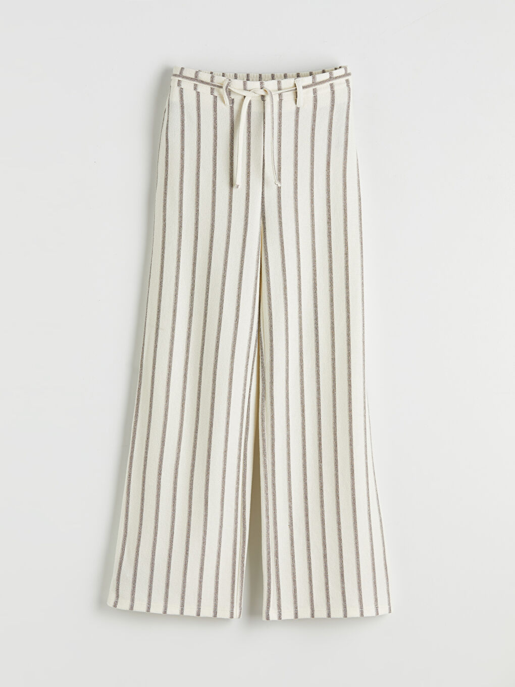 Kahverengi Çizgili Geniş Paça Kız Çocuk Pantolon