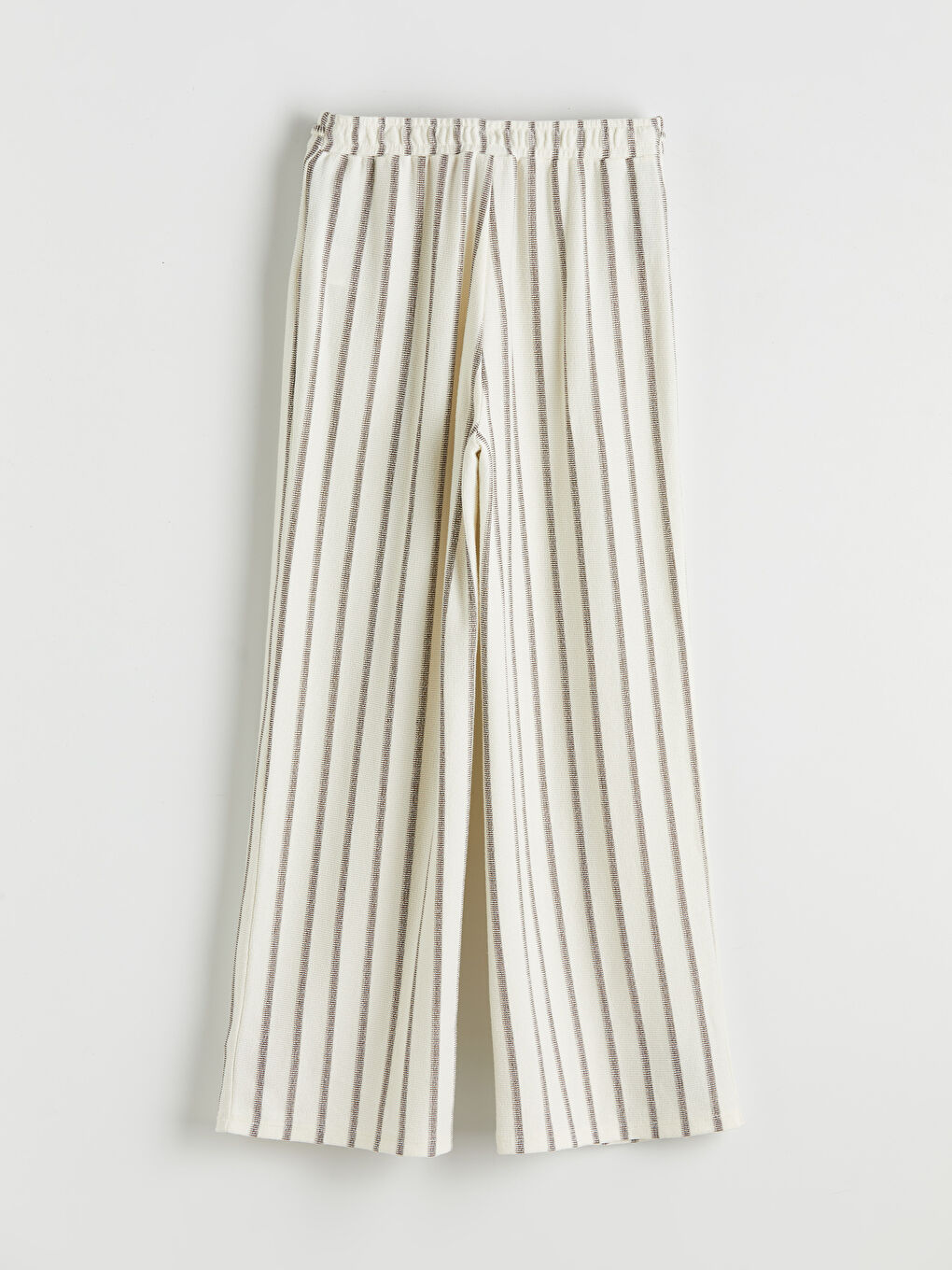 Kahverengi Çizgili Geniş Paça Kız Çocuk Pantolon-1