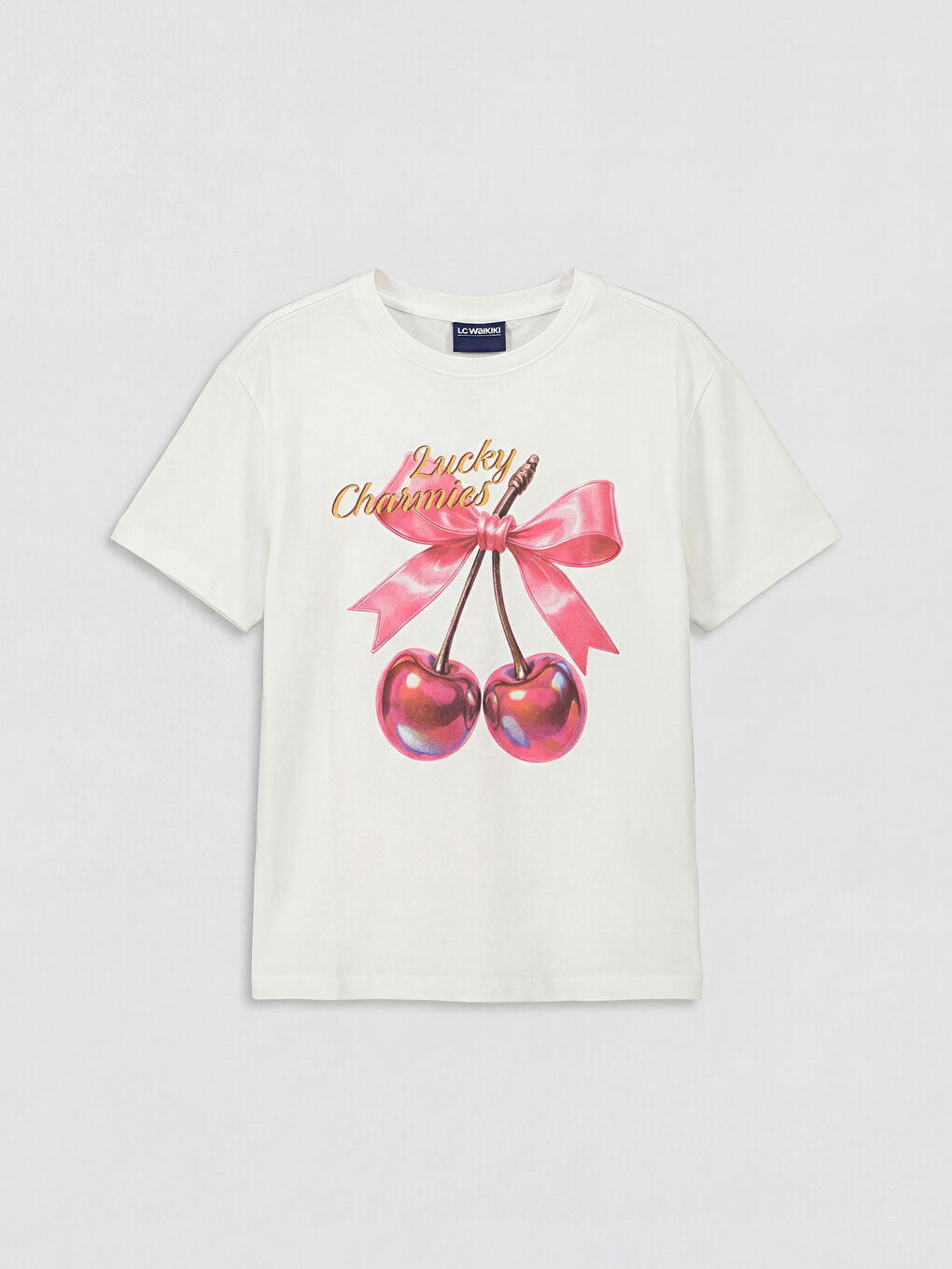 Ekru Bisiklet Yaka Baskılı Kız Çocuk Pijama Takım-2