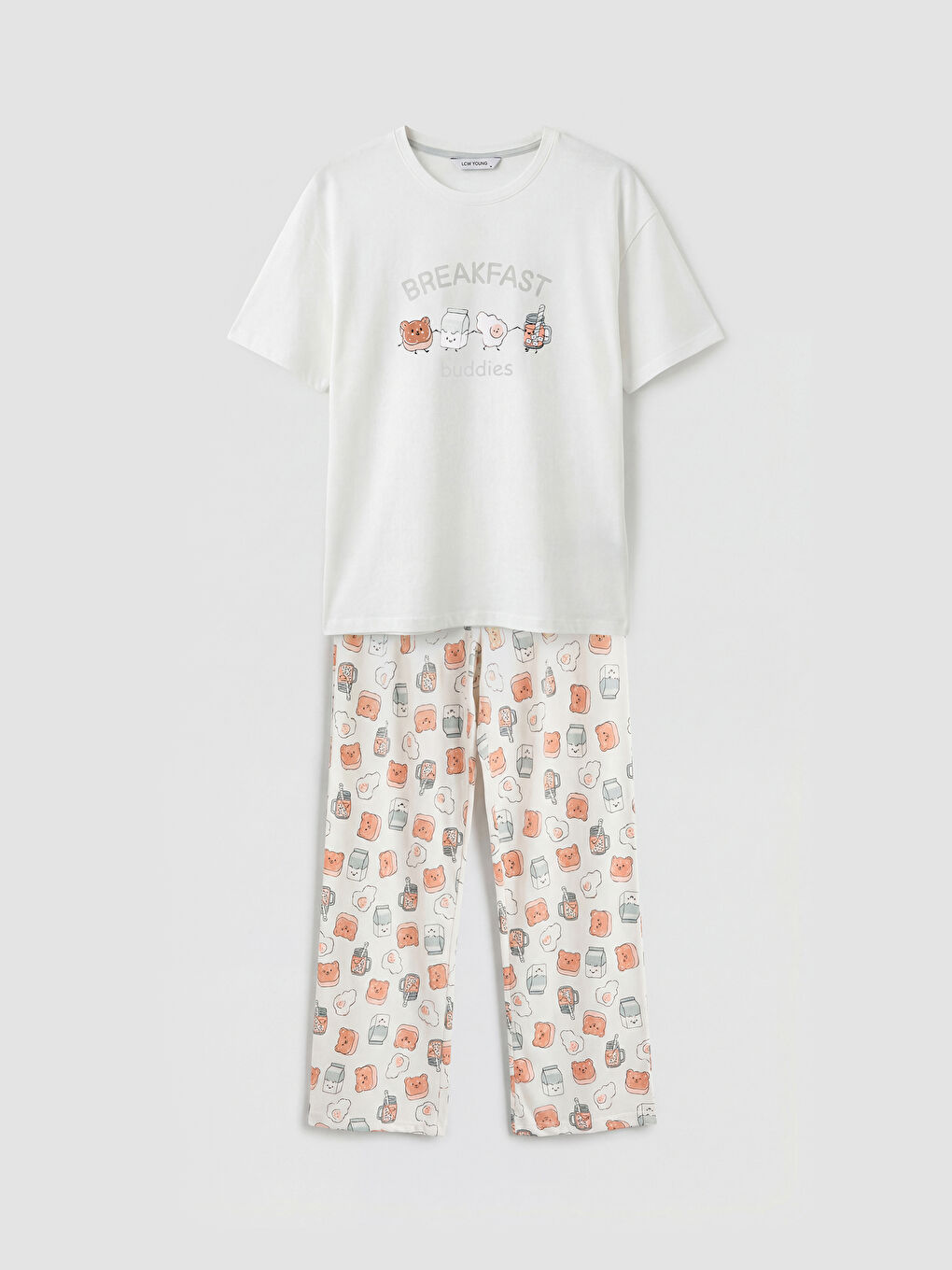 Bisiklet Yaka Baskılı Kadın Pijama Takımı