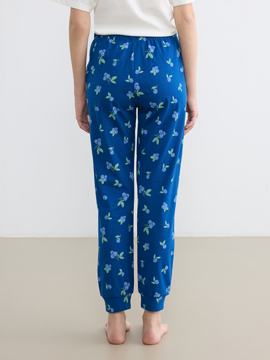 Mavi Kiraz Baskılı Kadın Jogger Pijama Altı-3