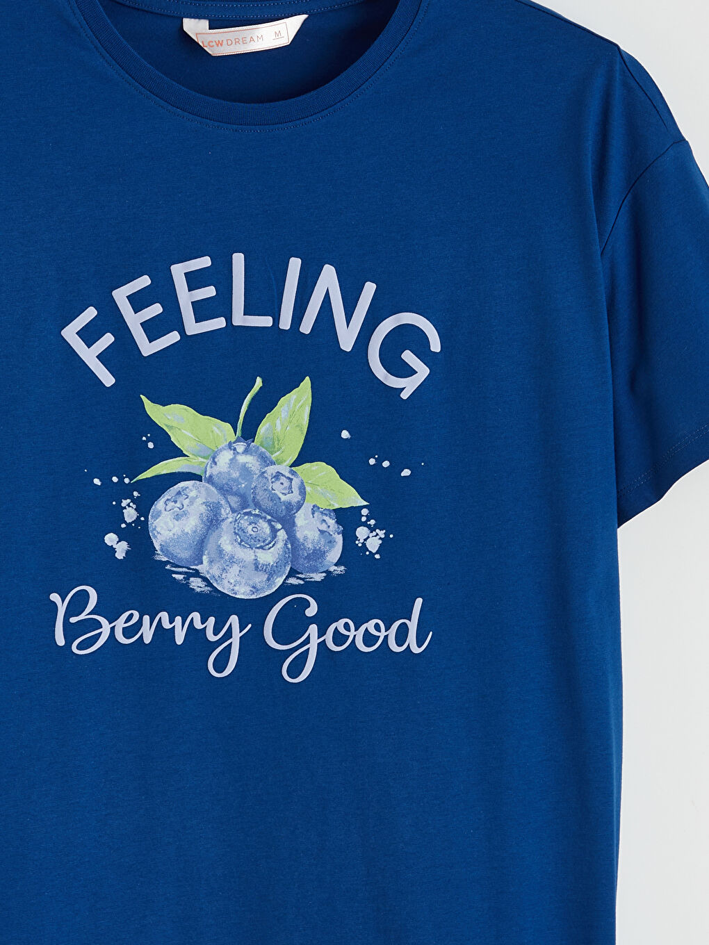 Mavi Bisiklet Yaka Baskılı Kadın Gecelik-1