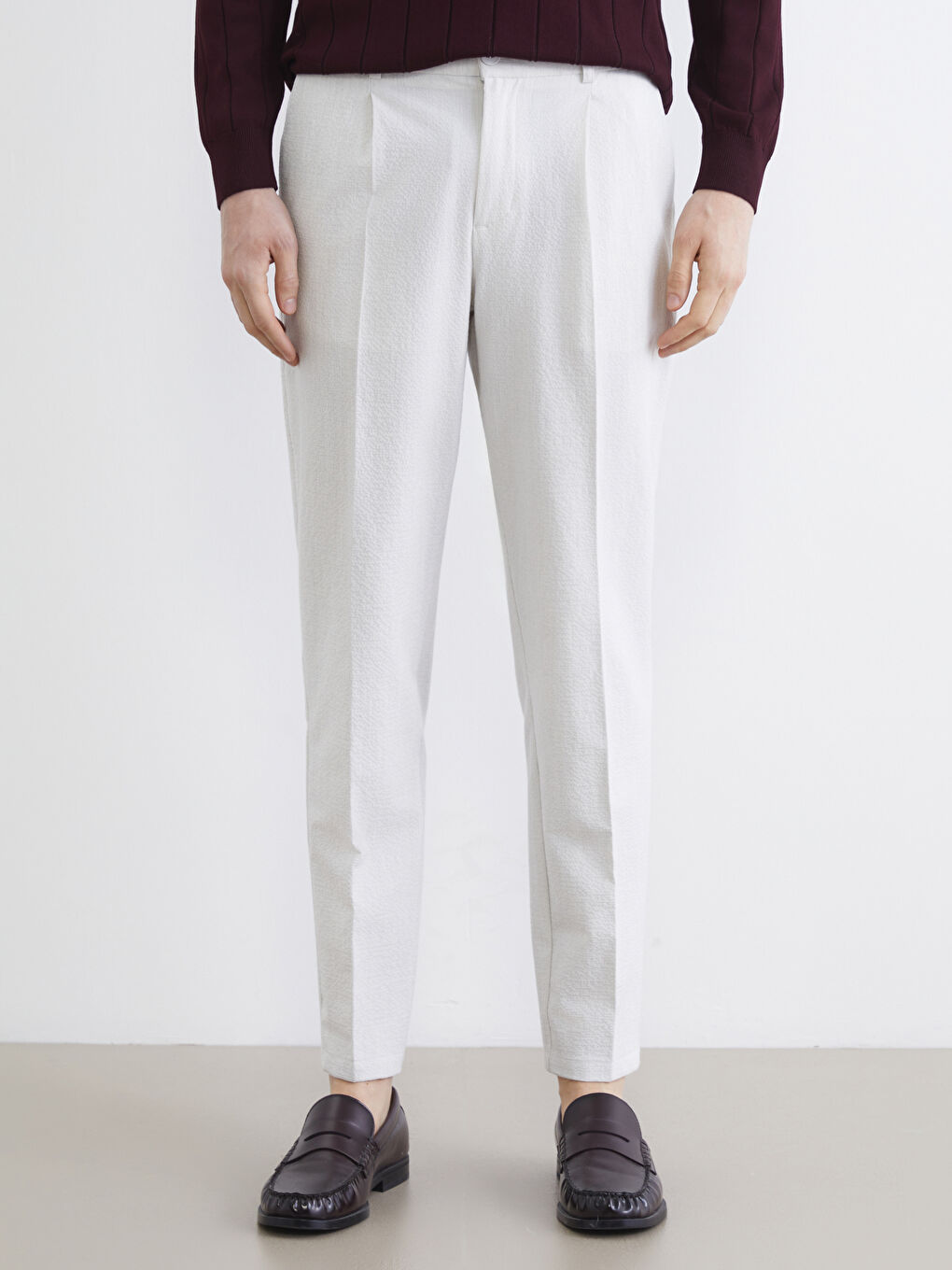 Ekru Standard Kalıp Erkek Pantolon-1
