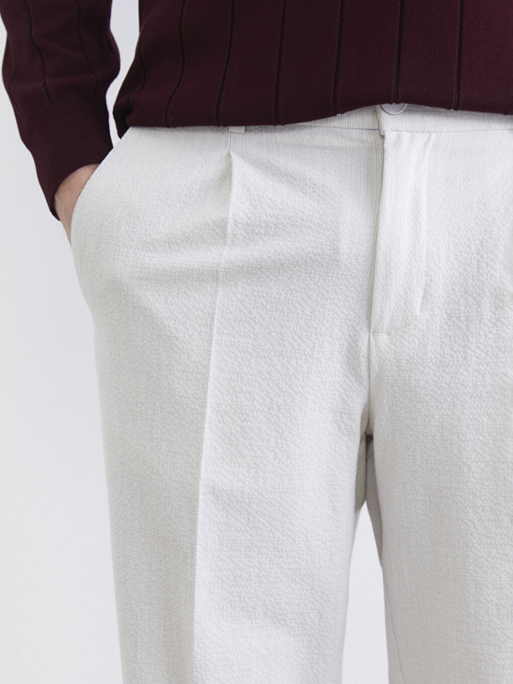 Ekru Standard Kalıp Erkek Pantolon-2