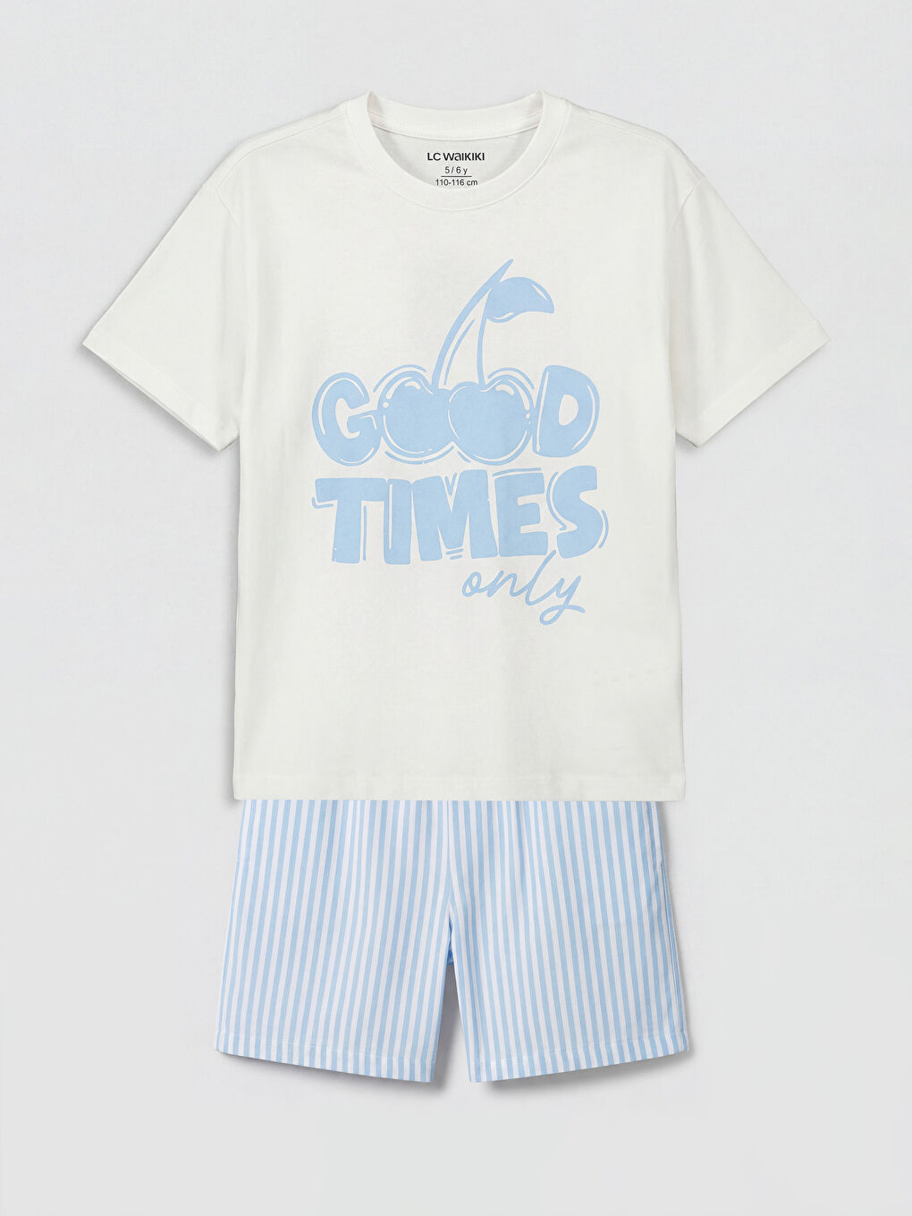 Ekru Baskılı Kız Çocuk Şortlu Pijama Takımı