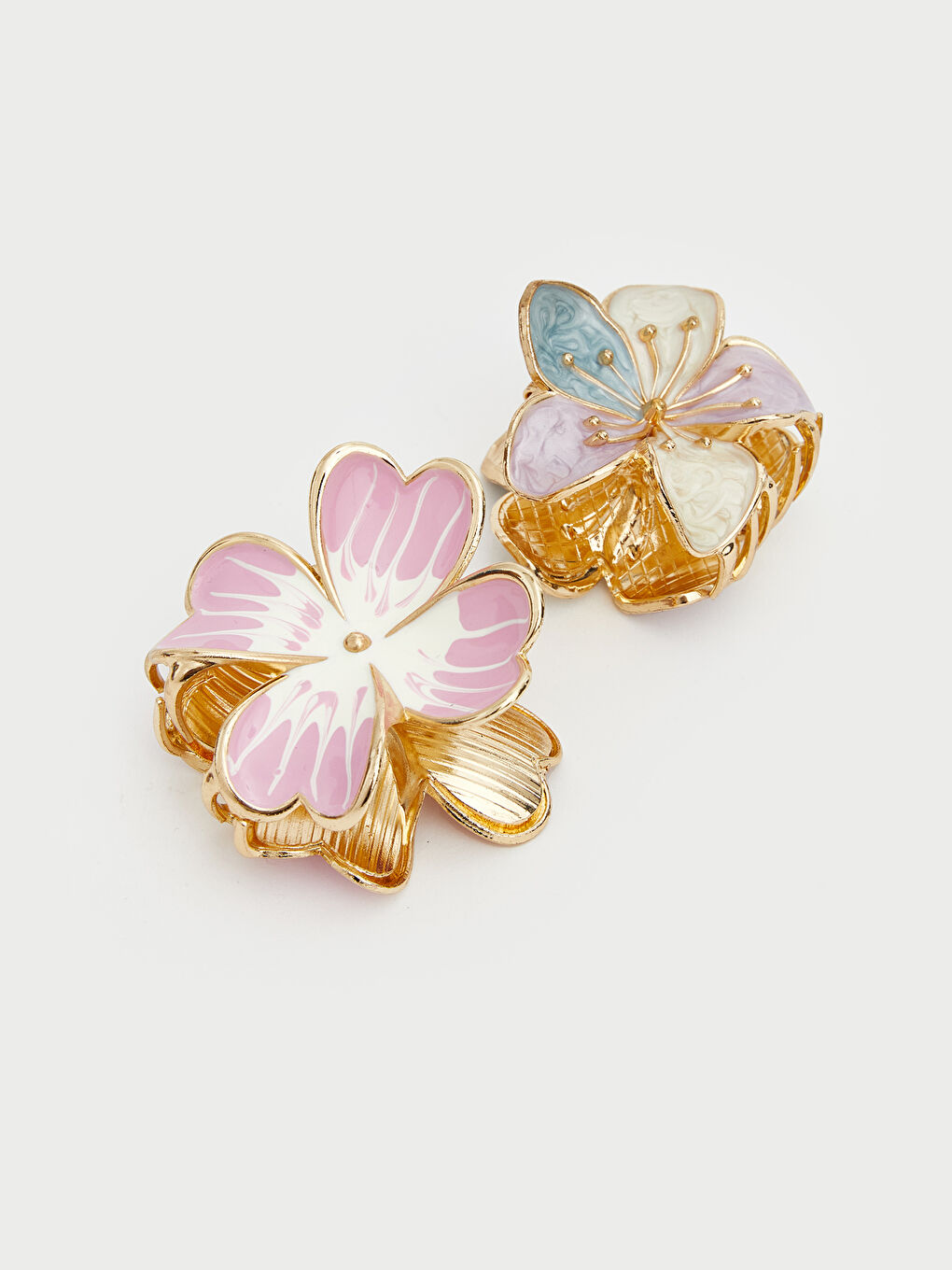 Karışık Çiçek Figürlü Kadın Mandal Toka Seti 2'li-1