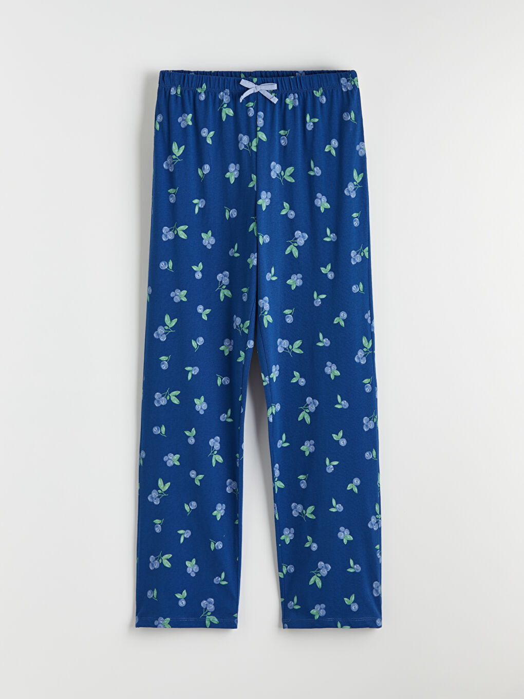 Mavi Bisiklet Yaka Kiraz Baskılı Kadın Pijama Takımı-2