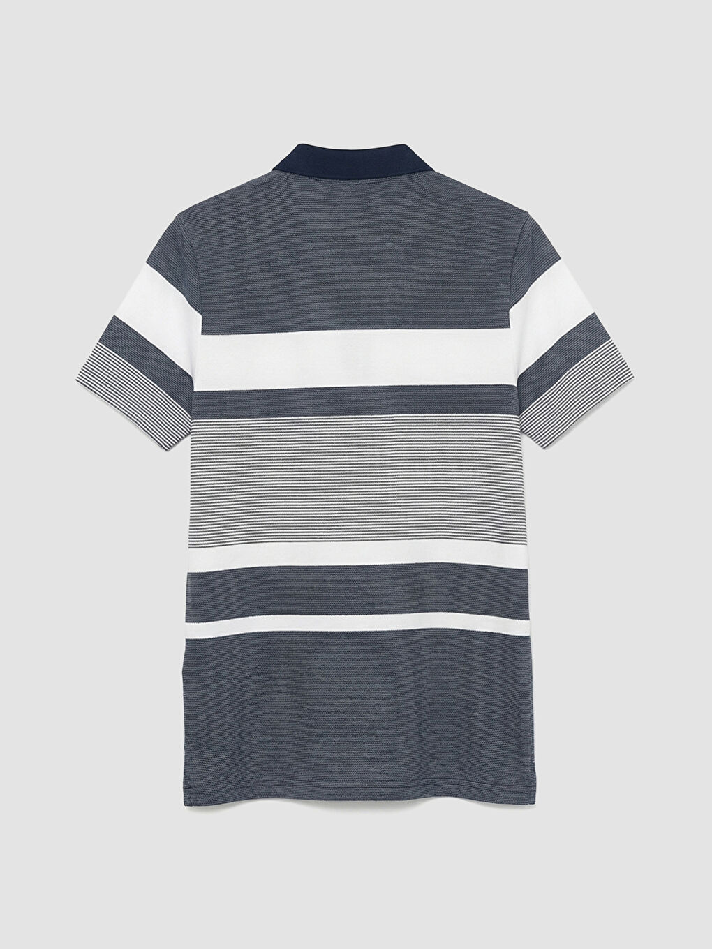 Lacivert Polo Yaka Çizgili Pike Tişört-1
