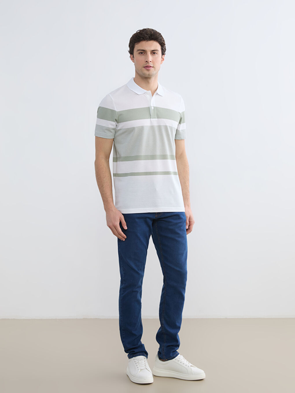 Striped Piqué Polo Shirt-1