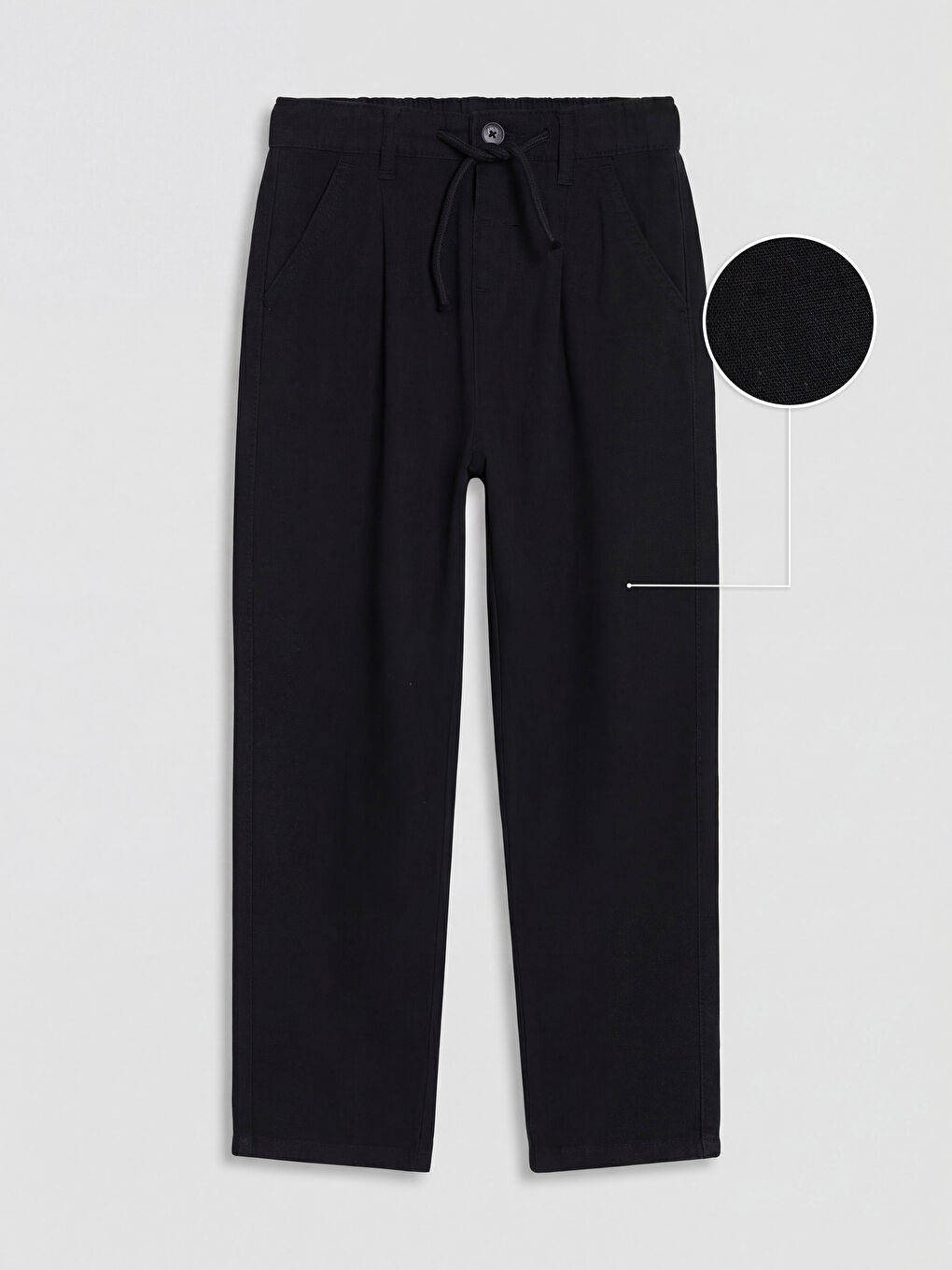 Siyah Loose Fit Erkek Çocuk Keten Pantolon