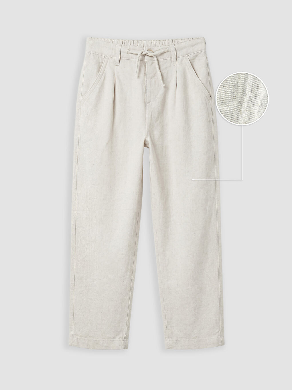 Bej oose Fit Erkek Çocuk Keten Pantolon